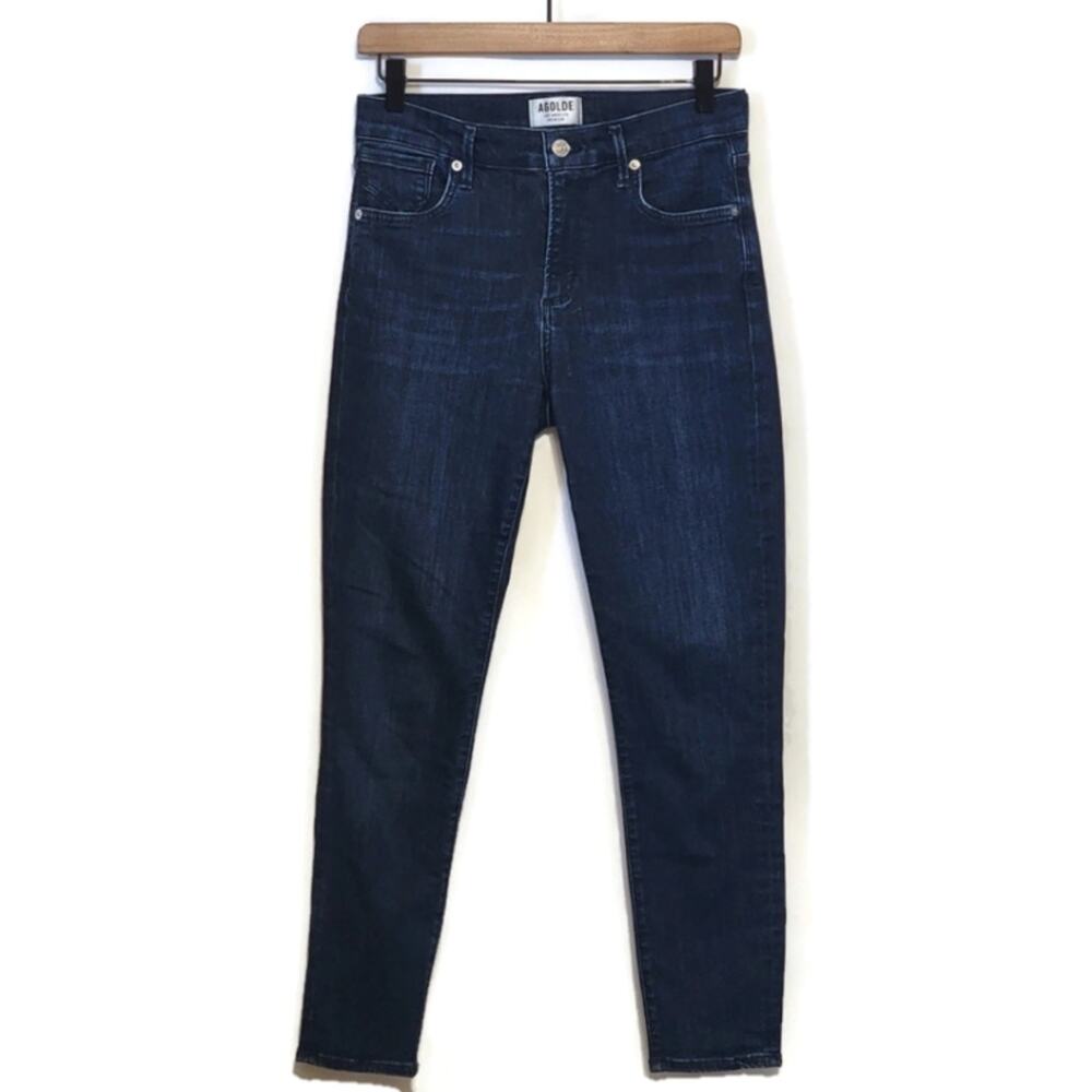 AGOLDE Sophie High Rise Crop Skinny Jeans Dark Wash Blue Size 27 Chic Trendy - Picture 2 of 15